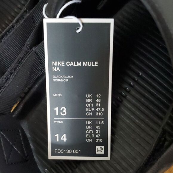 Nike Calm Mule in Black Unisex Men\'s 13 Women\'s 14 NIB main image 8